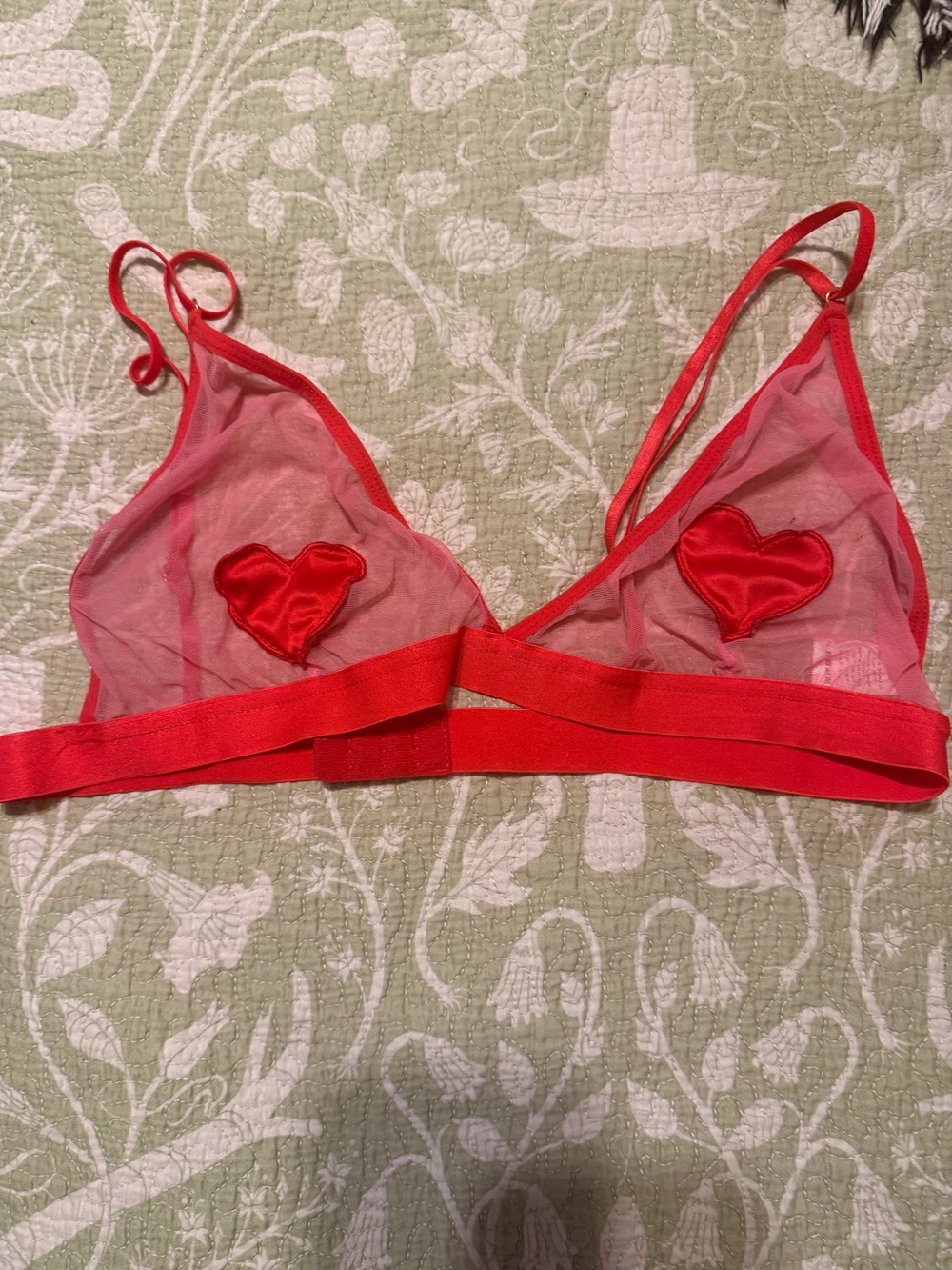 Skinny Dip . Red Sheer Heart Bralette - Women Intimates & Sleepwear